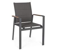 Sedia con bracci Kubik in alluminio Polywood Antracite SJ61 Esterno Bizzotto