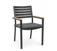 Bizzotto Sedia con BRACCIOLI E Cuscino Belmar Antracite ARREDO Interno Design