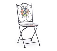 Bizzotto Sedie da Giardino in Acciaio con Decoro in Ceramica, per Esterno o Interno Pieghevole, Paloma