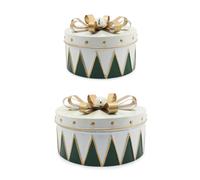 Bizzotto Set 2 Scatole Natalizie Conway Bianco Verde Oro - Decorazioni di Natale