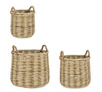 Bizzotto Set 3 Cesta 2 Manici Julen Tonda Alto Decoro Natale Polyrattan Naturale
