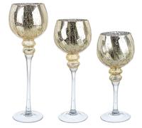 Bizzotto Set 3 Portacandele Creack Calice Natale Oro Argento