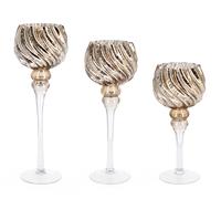 Bizzotto Set 3 Portacandele di Natale Isabell Calice Bronzo Vetro