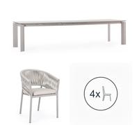 Bizzotto Set da pranzo Tavolo allungabile Otavio + 8 sedie Florencia Moon con cuscini