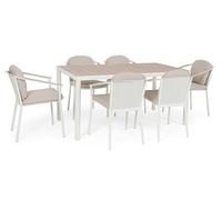 Bizzotto Set tavolo + 6 sedie con cuscini ulises vapor YK15 Set tavolo + 6 sedie con cuscini ulises vapor YK15