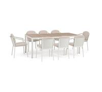 Bizzotto Set tavolo + 8 sedie Ulises Vapor per esterno con cuscini