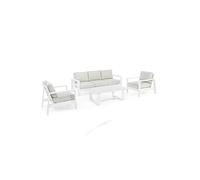 Salotto Da Esterno Alluminio Divano 3 Posti 2 Poltrone Baltic Bianco Bizzotto