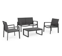Bizzotto Set4 Salotto KALLEN antracite in textilene per giardino ed esterno