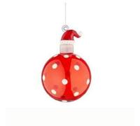 Bizzotto Sfera Festivity con Cappello di Babbo Natale a Pois D 80 Mm Vetro Bianco Rosso