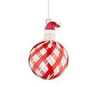 Bizzotto Sfera Festivity con Cappello di Babbo Natale D 80 Mm Vetro Bianco Rosso