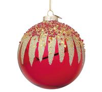 Bizzotto Sfera Pallina in Vetro per Albero di Natale Firework 10cm Rosso e Oro