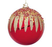 BIZZOTTO Sfera Pallina in Vetro per Albero di Natale Firework 15cm Rosso e Oro