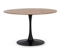 Bizzotto Tavolo Bloom Top Veneer Rotondo D 120 Cm H 75 Cm Nero Marrone