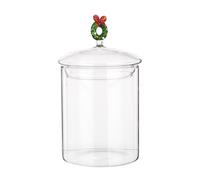 Bizzotto Vaso Biscotti di Natale Astrea con Corona H 16 Cm D 10 Cm Vetro Trasparente