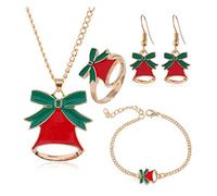 BJ-SHOP Natale Gioielli Regalo Set di Gioielli Natalizi per Bambini Ragazzine Donna Collana Set Orecchini Bracciale Anello Collana per Natale