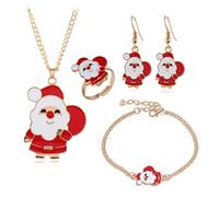 BJ-SHOP Natale Gioielli Regalo Set di Gioielli Natalizi per Bambini Ragazzine Donna Collana Set Orecchini Bracciale Anello Collana per Natale