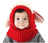 BJ-SHOP Sciarpa Cappello per Bambini Cappello del Beanie del Bambino Bambino Cappelli con Sciarpa per Regalo di Natale (Rosso, Kaki)