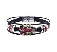 Bj7135-02e - Braccialetto in pelle per chitarra con chiusura in acciaio inossidabile, gioielli rock per appassionati di musica, accessorio per uomini e donne, Misura unica, Zinco, Nessuna pietra