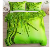 BJCJGGL Copripiumino Matrimoniale 260x220 Aldulto Bambù Verde Set di Biancheria da Letto con Cerniera Nascosta Morbido Traspirante Microfibra Set Copripiumini e 2 Federe 50x80 cm
