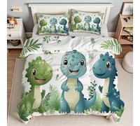 BJCJGGL Copripiumino Singolo Bambino 135x200 Dinosauro Blu Set di Biancheria da Letto con Cerniera Nascosta Microfibra de Morbido e Traspirante Set Copripiumini e 2 Federe 50x80 cm