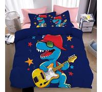 BJCJGGL Copripiumino Singolo Bambino 135x200 Dinosauro Blu Set di Biancheria da Letto con Cerniera Nascosta Microfibra de Morbido e Traspirante Set Copripiumini e 2 Federe 50x80 cm