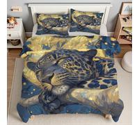 BJCJGGL Copripiumino Singolo Bambino 135x200 Leopardo Set di Biancheria da Letto con Cerniera Nascosta Microfibra de Morbido e Traspirante Set Copripiumini e 2 Federe 50x80 cm