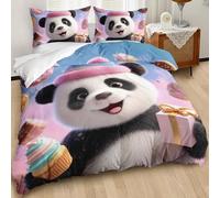 BJCJGGL Copripiumino Singolo Bambino 135x200 Panda Gigante Carino Set di Biancheria da Letto con Cerniera Nascosta Microfibra de Morbido e Traspirante Set Copripiumini e 2 Federe 50x80 cm