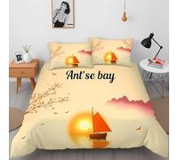 BJCJGGL Copripiumino una Piazza e Mezza 200x200 Adolescente Barca A Vela Gialla Set di Biancheria da Letto con Cerniera Nascosta Morbido Traspirante Microfibra Set Copripiumini e 2 Federe 50x80 cm