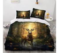 BJCJGGL Copripiumino una Piazza e Mezza 200x200 Adolescente Cervo Della Foresta Set di Biancheria da Letto con Cerniera Nascosta Morbido Traspirante Microfibra Set Copripiumini e 2 Federe 50x80 cm