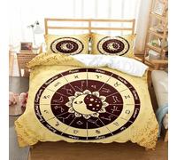 BJCJGGL Copripiumino una Piazza e Mezza 200x200 Adolescente Dodici Segni Zodiacali Set di Biancheria da Letto con Cerniera Nascosta Morbido Traspirante Microfibra Set Copripiumini e 2 Federe 50x80 cm