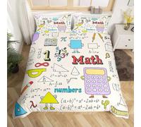 BJCJGGL Copripiumino una Piazza e Mezza 200x200 Adolescente Formula Matematica Set di Biancheria da Letto con Cerniera Nascosta Morbido Traspirante Microfibra Set Copripiumini e 2 Federe 50x80 cm