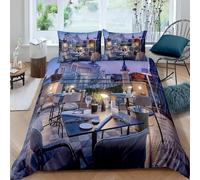 BJCJGGL Copripiumino una Piazza e Mezza 200x200 Adolescente Vacanza Di Svago Blu Set di Biancheria da Letto con Cerniera Nascosta Morbido Traspirante Microfibra Set Copripiumini e 2 Federe 50x80 cm