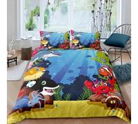 BJCJGGL Copripiumino una Piazza e Mezza 200x200 Adolescente Vita Marina Set di Biancheria da Letto con Cerniera Nascosta Morbido Traspirante Microfibra Set Copripiumini e 2 Federe 50x80 cm