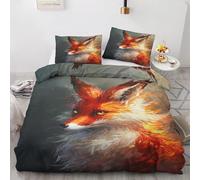 BJCJGGL Copripiumino una Piazza e Mezza 200x200 Adolescente Volpe Rossa Set Biancheria da Letto con Cerniera Nascosta Morbido Traspirante Microfibra Set Copripiumini e 2 Federe 50x80 cm