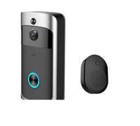 BJdfgE Campanello di sicurezza domestico a batteria AC for visione notturna IR con videocamera HD Smart Home Wireless Wifi campanello videocitofono(Silver)