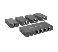 BJdfgE Kit trasmettitore e ricevitore video 1080P RJ45 Extender tramite cavo Ethernet Cat6 da 60 m, splitter 1X1 1X2 1X4 1X7(1TX-4RX-60M)