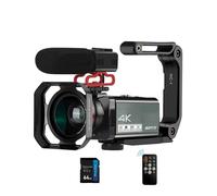 BJdfgE Videocamera AX10 4K, videocamera professionale, 30 MP, 60 FPS, zoom digitale 30X, videoregistrazione, visione notturna a infrarossi, Wi-Fi