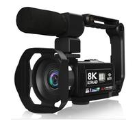 BJdfgE Videocamera digitale 8K, videocamera portatile DV da 48 MP, zoom 18X, schermo LCD touch 3'', con registrazione video(NO Card,1B)