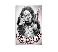 BJHIHSX Poster decorativo da parete in bianco e nero con il culto di Chucky, stampa artistica su tela, poster decorativo moderno per camera da letto, 60 x 90 cm