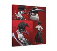 BJHIHSX Poster decorativo da parete su tela, con personaggi afro samurai, stampa artistica da parete in stile moderno, per camera da letto, 30 x 30 cm