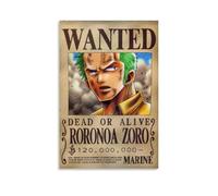 BJHIHSX Poster decorativo da parete su tela con personaggi degli anime Roronoa Zoro Wanted Bounty, poster decorativo moderno per la camera da letto, 20 x 30 cm