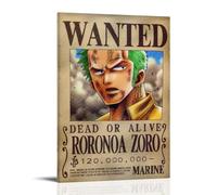 BJHIHSX Poster decorativo da parete su tela, con personaggi degli anime Roronoa Zoro Wanted Bounty, poster decorativo moderno per la camera da letto, 40 x 60 cm