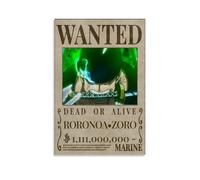 BJHIHSX Poster decorativo da parete su tela, con personaggi dell'anime Roronoa Zoro Wanted Bounty, poster decorativo moderno per la camera da letto, 30 x 45 cm