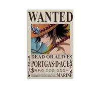 BJHIHSX Poster decorativo da parete su tela, motivo: anime Portgas D.ace Wanted Bounty, poster decorativo moderno per la camera da letto, 60 x 90 cm