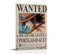 BJHIHSX Poster decorativo da parete su tela, motivo: anime Portgas D.ace Wanted Bounty, poster decorativo moderno per la camera da letto, 60 x 90 cm