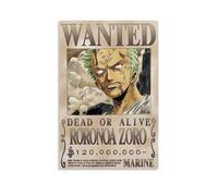 BJHIHSX Poster decorativo da parete su tela, motivo anime Roronoa Zoro Wanted Bounty, poster decorativo moderno per la camera da letto, 20 x 30 cm