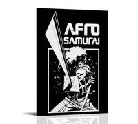 BJHIHSX Stampa artistica da parete su tela con samurai afro, poster decorativo in bianco e nero, poster decorativo moderno per camera da letto, per camera da letto, 60 x 90 cm