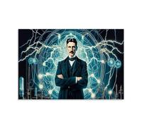 BJHIHSX Stampa artistica da parete su tela, con stampa artistica classica, motivo: Inventor Nikola Tesla, poster decorativo moderno, per camera da letto, 30 x 45 cm