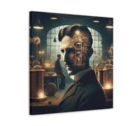 BJHIHSX Stampa artistica da parete su tela, motivo: fan dell'inventore Nikola Tesla, poster decorativo moderno per camera da letto, 50 x 50 cm