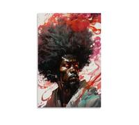 BJHIHSX Stampa artistica da parete su tela, motivo: fumetti afro, samurai, pittura ad olio, poster decorativo moderno, per la camera da letto, 30 x 45 cm